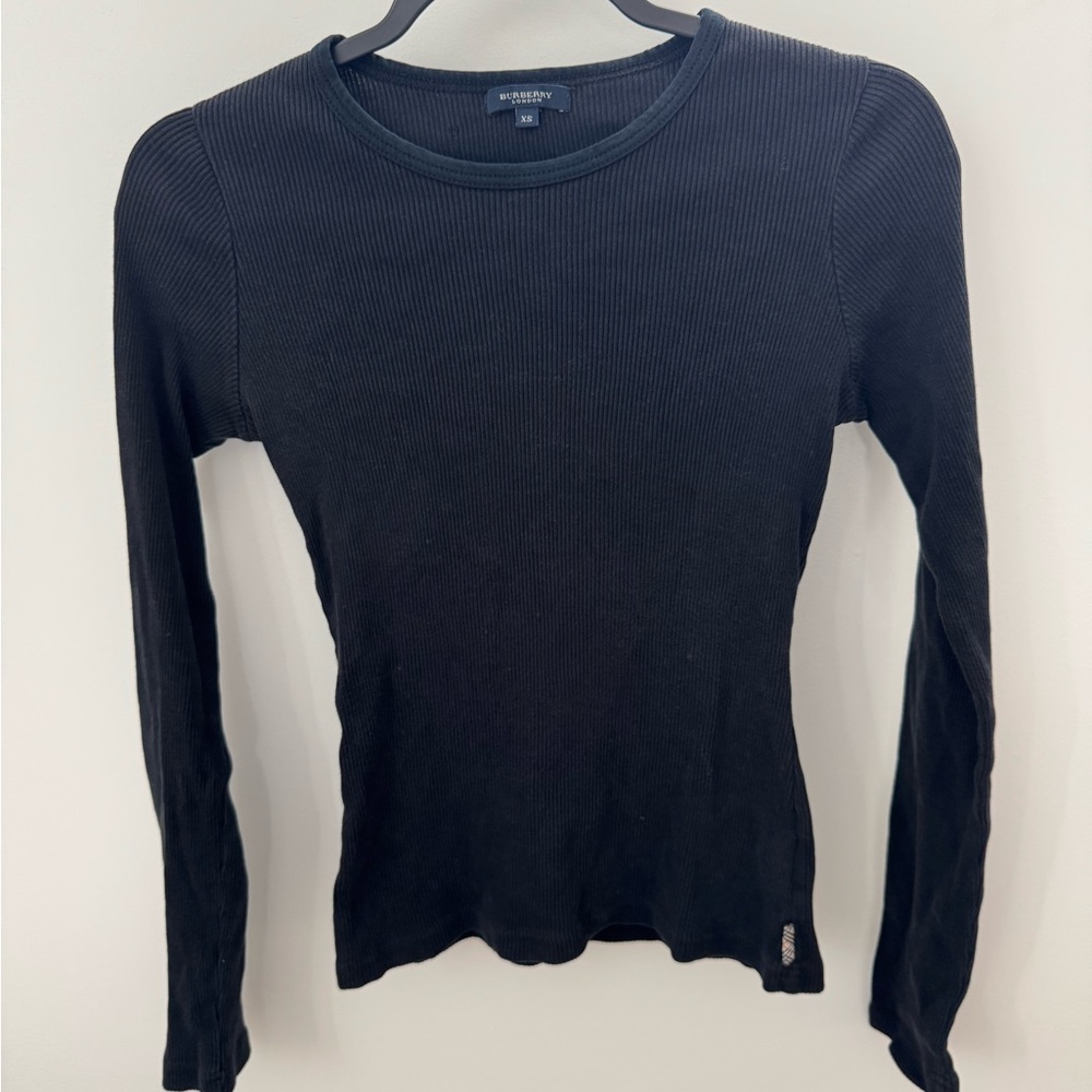 Burberry Black Ribbed Long Sleeve Tee